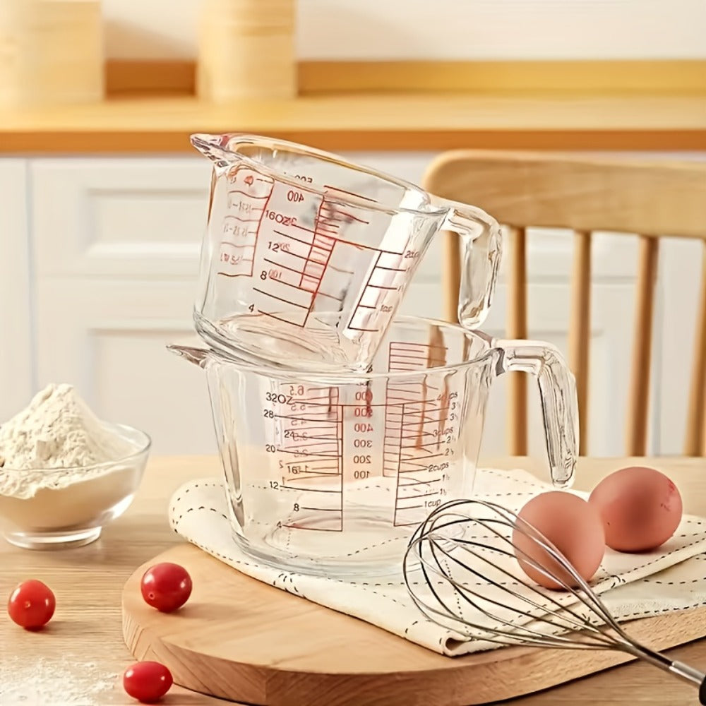 Glass Measuring Cup Heat Resistant Large with Handle 16.9 oz 33.8 oz Reusable Kitchen Baking for Home Cooking, Dining and Outdoor Meals