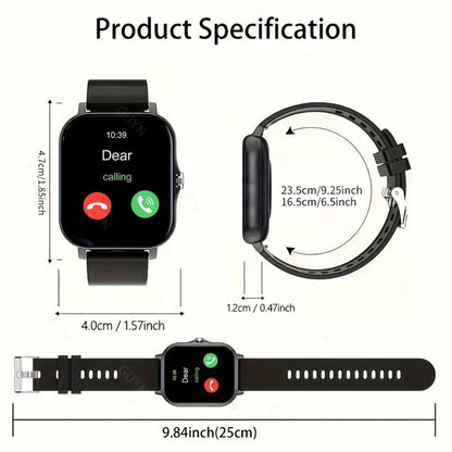 Smartwatch Email Display 1.83" Full Touch – Wireless Calling, Pedometer, Activity Tracker, Multi-Exercise Modes, Dual TPU Strap, USB