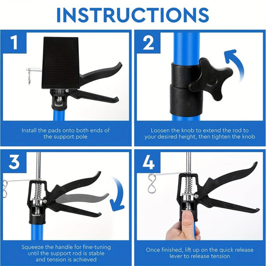 Adjustable Steel Support Rods for Drywall & Cabinet Installation, Extendable Construction Support Poles 19.7"-45.3" / 45"-114"