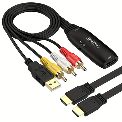 HDMI to RCA Converter Adapter for Fire Stick Roku Apple TV Android Box, Plug & Play, Supports 1080P PAL/NTSC
