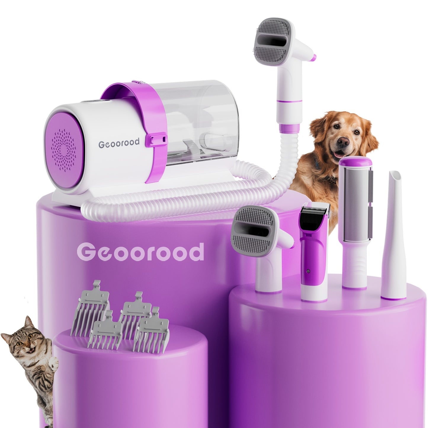 Dog Grooming Vacuum Kit 4-in-1 – Pet Hair Vacuum with Electric Clipper, Grooming Brush & Deshedding Tools, 2.5L Large Dust Cup