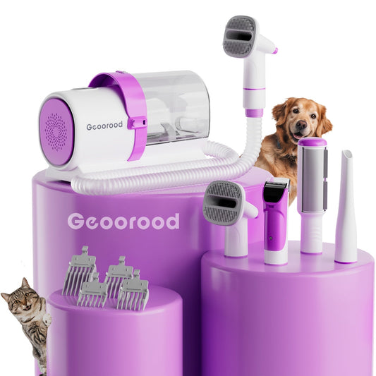 Pet Grooming Vacuum Kit with 2.5L Collection Cup, Electric Clipper, Hose and Four Pictured Tool Attachments