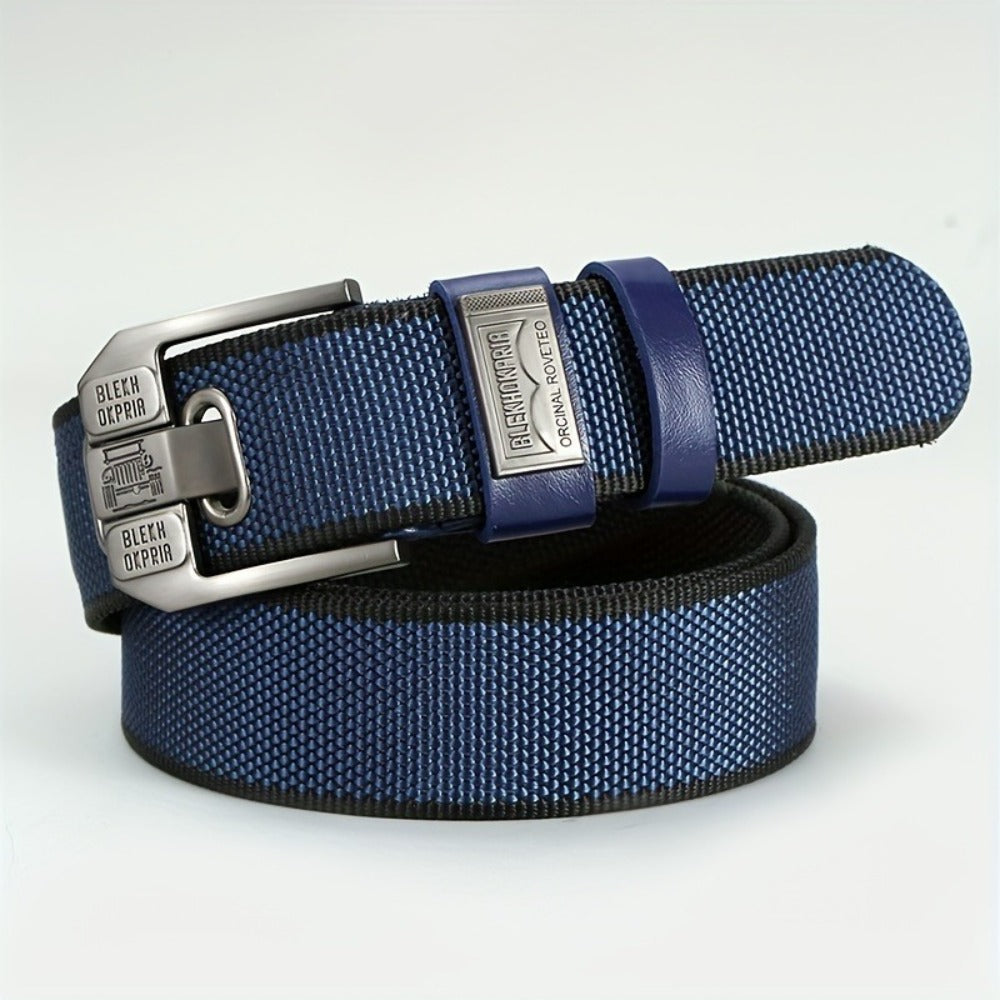 Fashion Belt - No-Hole Sliding Buckle Unisex Alloy Square Buckle Ratchet Adjustable - product detail view 4