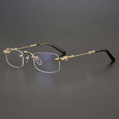 Fashion Glasses - Frameless Vintage Square for Men & Women HD Transparent Lenses, Zinc Alloy - product detail view 5