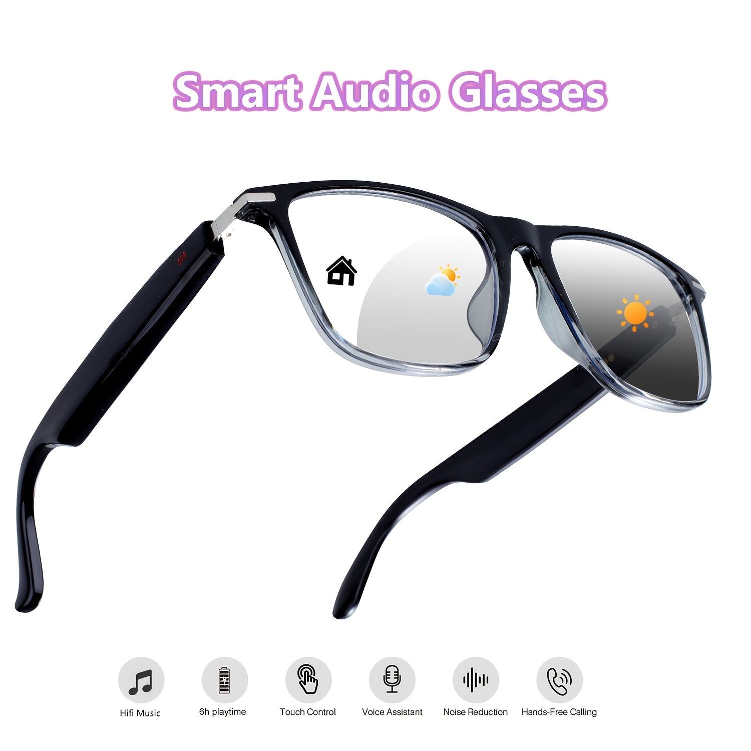 Fashion Sunglasses - Bluetooth Glasses Smart Audio Photochromic Lenses Anti Blue Light - product detail view 19