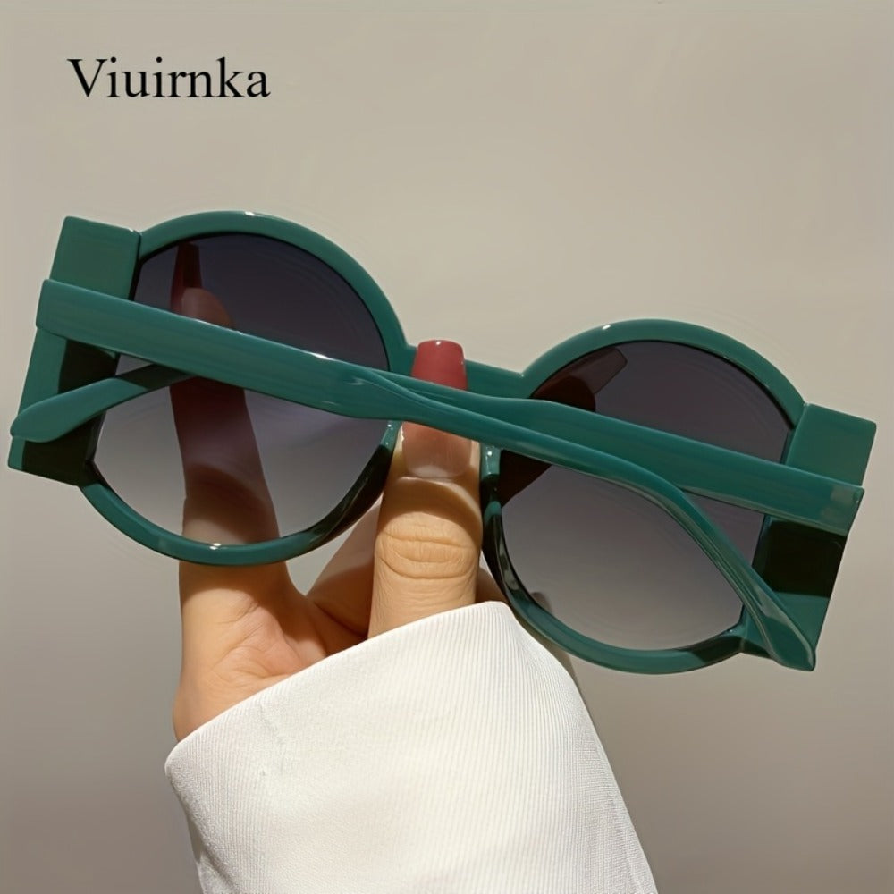 Fashion Sunglasses - Color Block Round Unisex Retro Minimalist Glasses for Beach Vacation - product detail view 9
