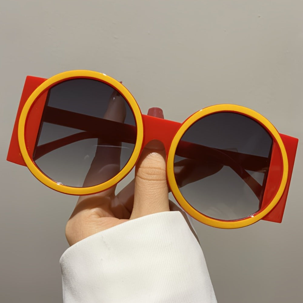 Fashion Sunglasses - Color Block Round Unisex Retro Minimalist Glasses for Beach Vacation - product detail view 17