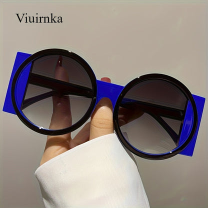 Fashion Sunglasses - Color Block Round Unisex Retro Minimalist Glasses for Beach Vacation - product detail view 31