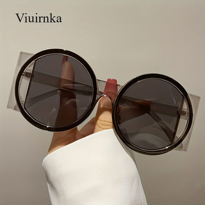 Fashion Sunglasses - Color Block Round Unisex Retro Minimalist Glasses for Beach Vacation - product detail view 32