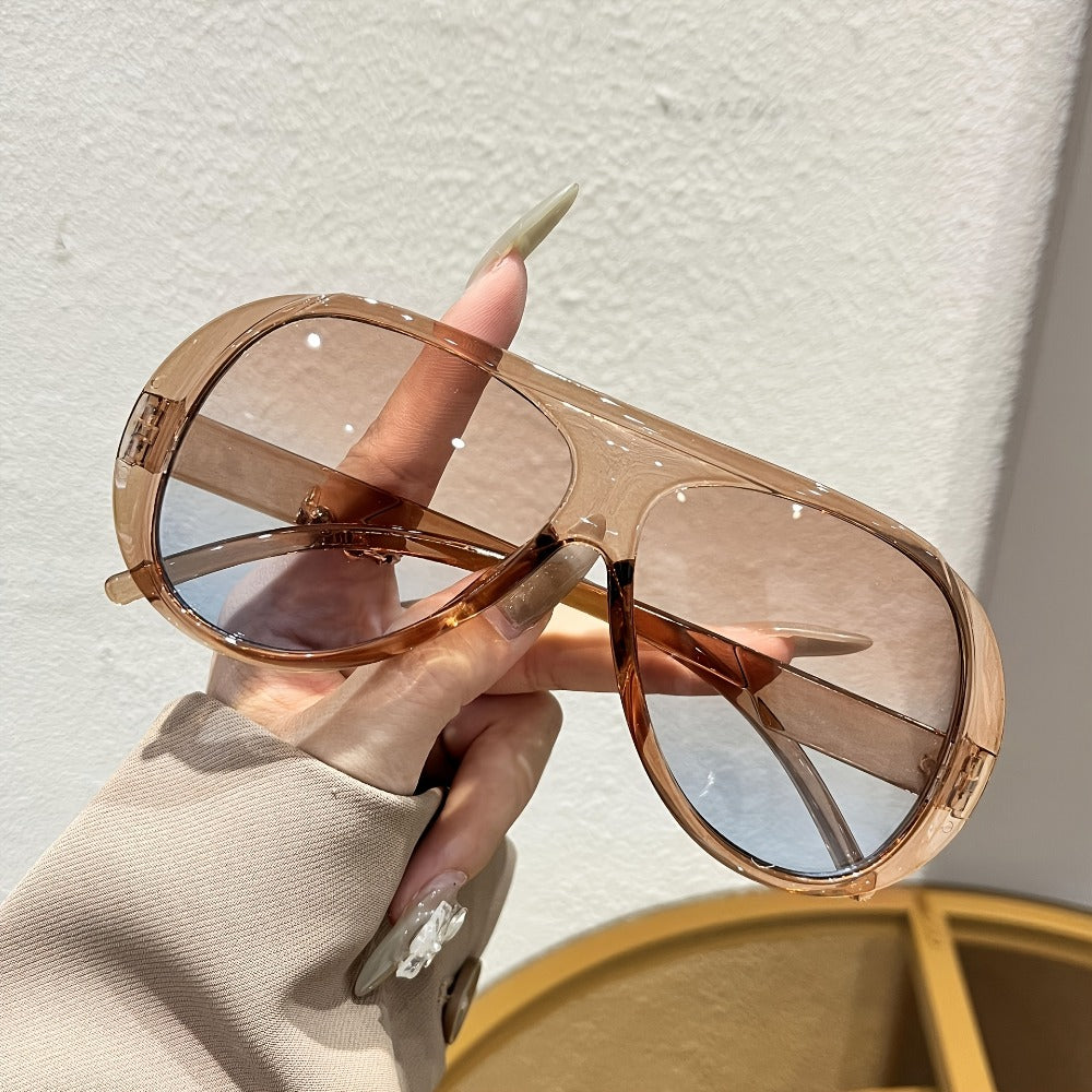 Fashion Sunglasses - Decorative Glasses Set of 3 Pairs Oversized PC Frame Eyewear Tea - product detail view 3