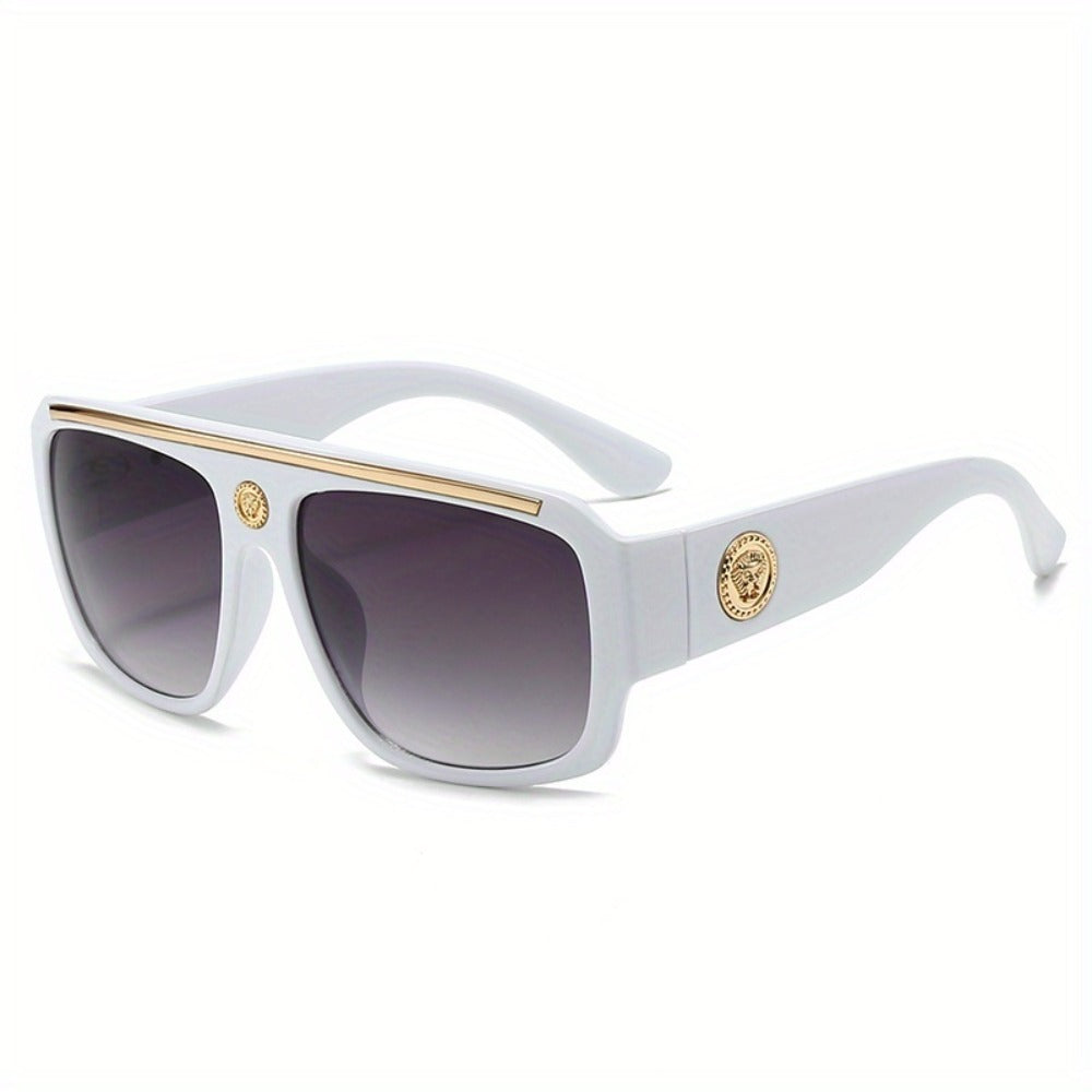 Fashion Sunglasses - Oversized Square Glasses Cyberpunk Extra Large 139mm+ Frame with Gold - product detail view 3
