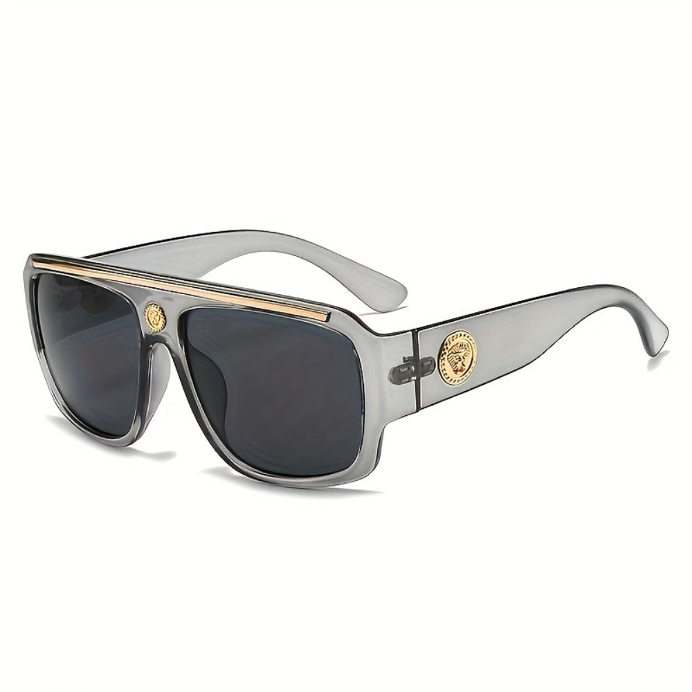 Fashion Sunglasses - Oversized Square Glasses Cyberpunk Extra Large 139mm+ Frame with Gold - product detail view 9