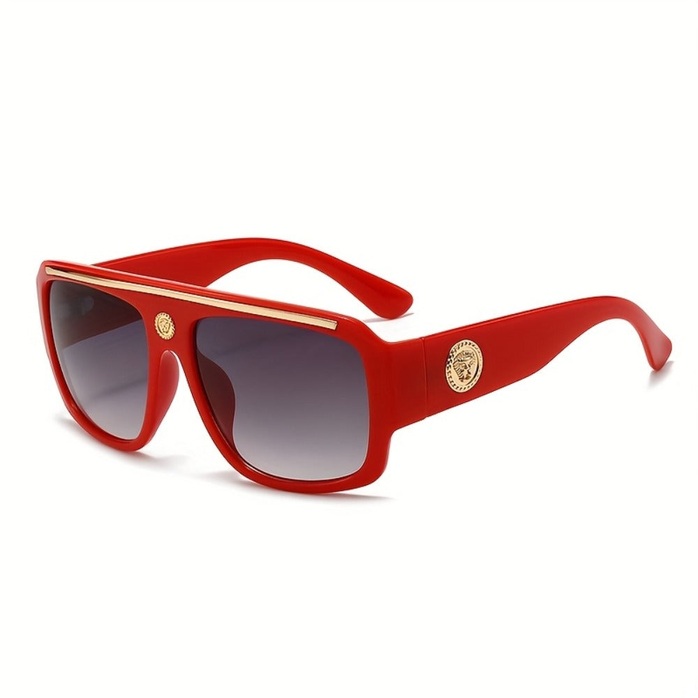 Fashion Sunglasses - Oversized Square Glasses Cyberpunk Extra Large 139mm+ Frame with Gold - product detail view 10