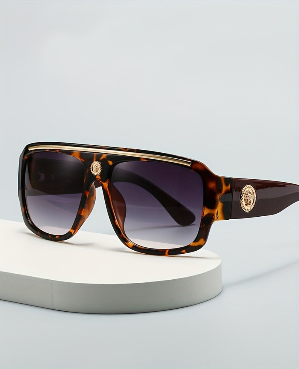 Fashion Sunglasses - Oversized Square Glasses Cyberpunk Extra Large 139mm+ Frame with Gold - product detail view 11