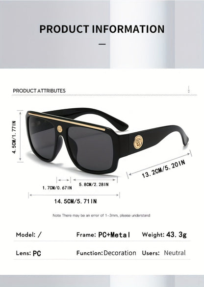 Fashion Sunglasses - Oversized Square Glasses Cyberpunk Extra Large 139mm+ Frame with Gold - product detail view 14