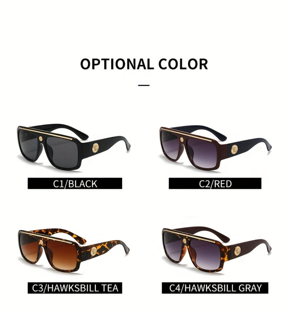 Fashion Sunglasses - Oversized Square Glasses Cyberpunk Extra Large 139mm+ Frame with Gold - product detail view 15
