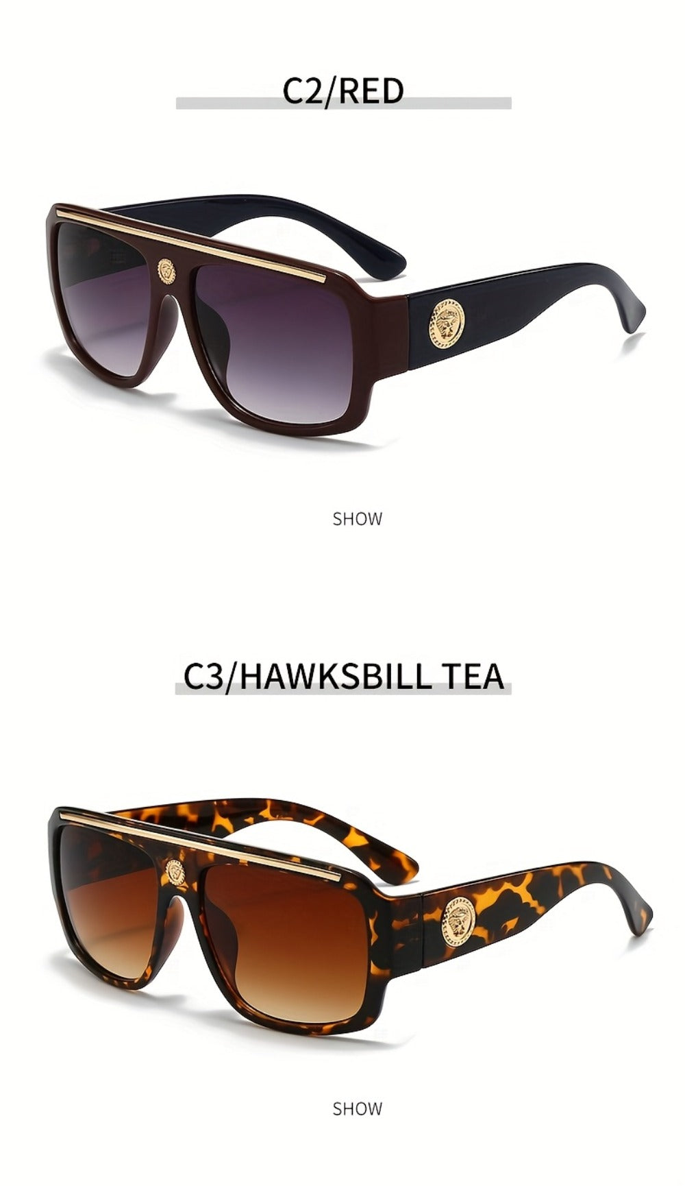 Fashion Sunglasses - Oversized Square Glasses Cyberpunk Extra Large 139mm+ Frame with Gold - product detail view 18