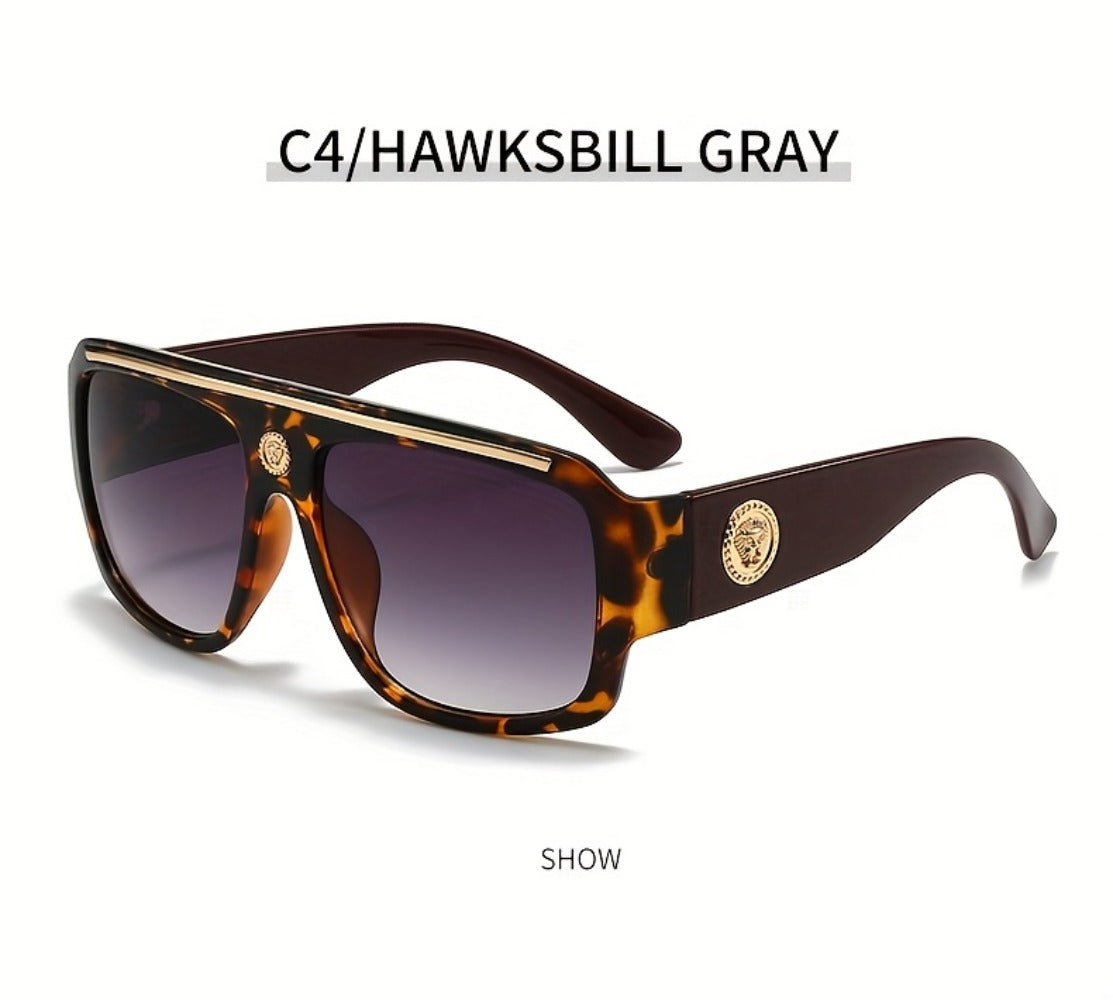 Fashion Sunglasses - Oversized Square Glasses Cyberpunk Extra Large 139mm+ Frame with Gold - product detail view 19