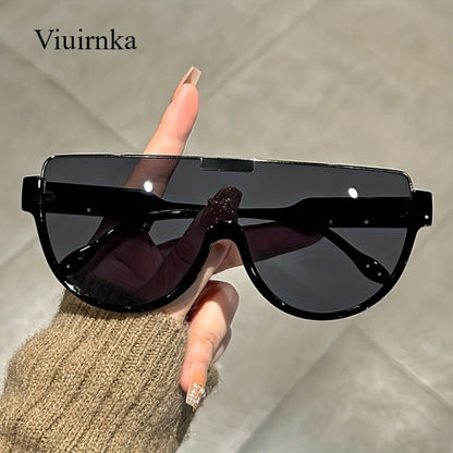 Fashion Sunglasses - Oversized Unisex Semi-Circular Glare Resistant Trendy Shades 5 Lens Colors - product detail view 3