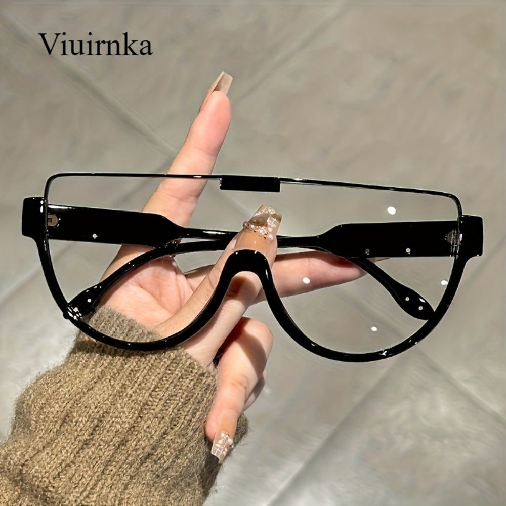 Fashion Sunglasses - Oversized Unisex Semi-Circular Glare Resistant Trendy Shades 5 Lens Colors - product detail view 9