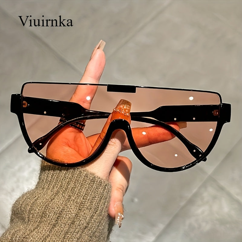 Fashion Sunglasses - Oversized Unisex Semi-Circular Glare Resistant Trendy Shades 5 Lens Colors - product detail view 22