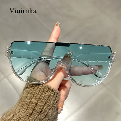 Fashion Sunglasses - Oversized Unisex Semi-Circular Glare Resistant Trendy Shades 5 Lens Colors - product detail view 23