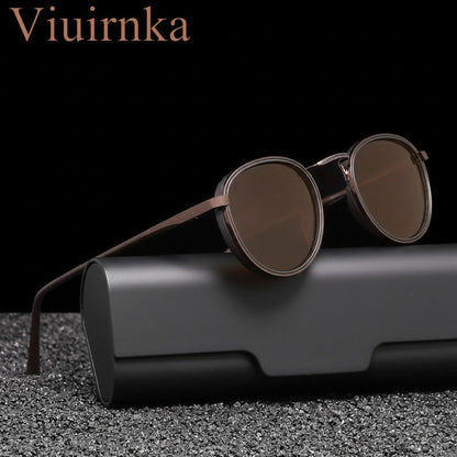 Fashion Sunglasses - Round Metal Polarized Unisex TAC Lens UV Protection, Lightweight Durable - product detail view 18
