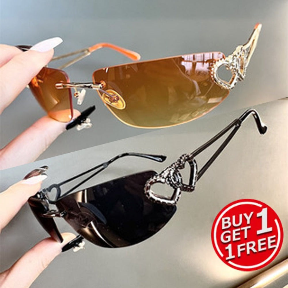 Fashion Sunglasses - Y2K Rimless 2 Pack for Couples Retro Frameless Mercury Mirror Lens Glasses - product detail view 3