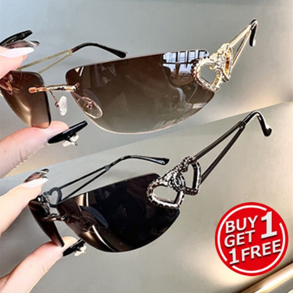 Fashion Sunglasses - Y2K Rimless 2 Pack for Couples Retro Frameless Mercury Mirror Lens Glasses - product detail view 4