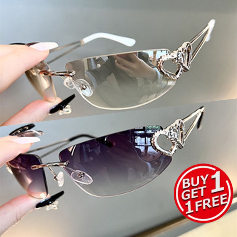 Fashion Sunglasses - Y2K Rimless 2 Pack for Couples Retro Frameless Mercury Mirror Lens Glasses - product detail view 7