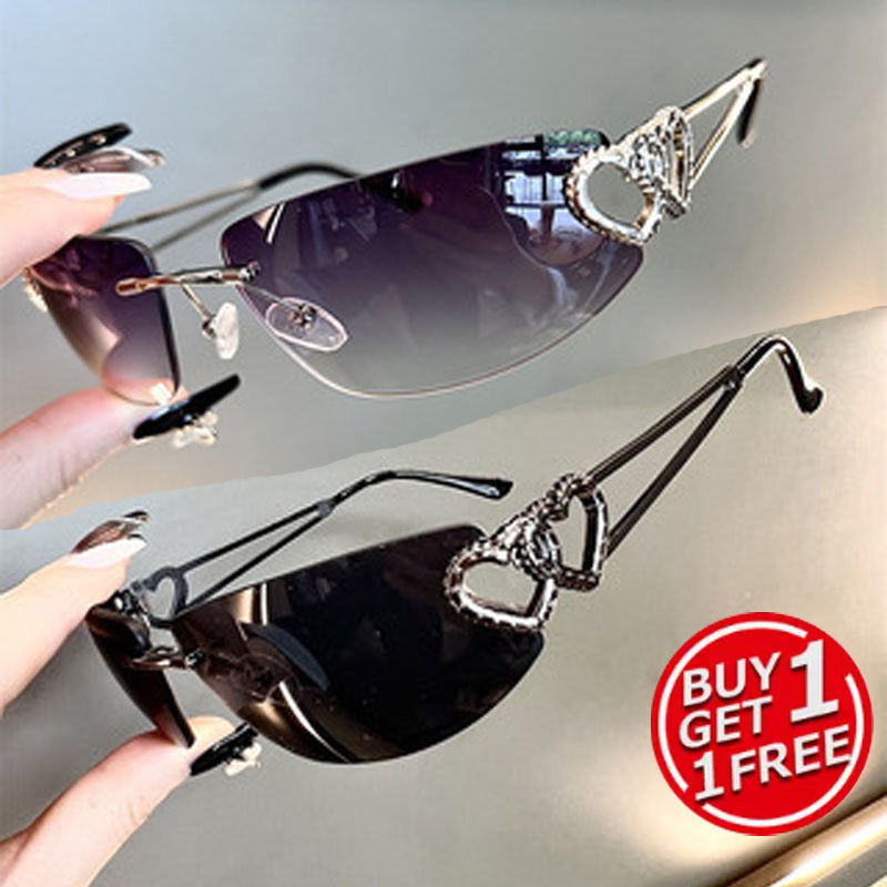 Fashion Sunglasses - Y2K Rimless 2 Pack for Couples Retro Frameless Mercury Mirror Lens Glasses - product detail view 8
