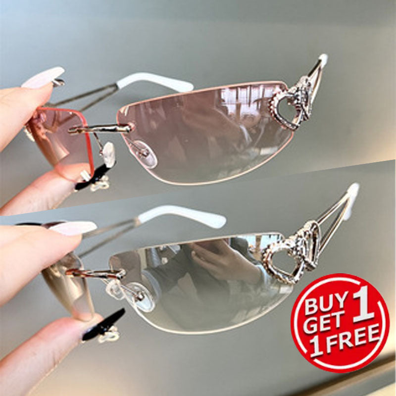 Fashion Sunglasses - Y2K Rimless 2 Pack for Couples Retro Frameless Mercury Mirror Lens Glasses - product detail view 11
