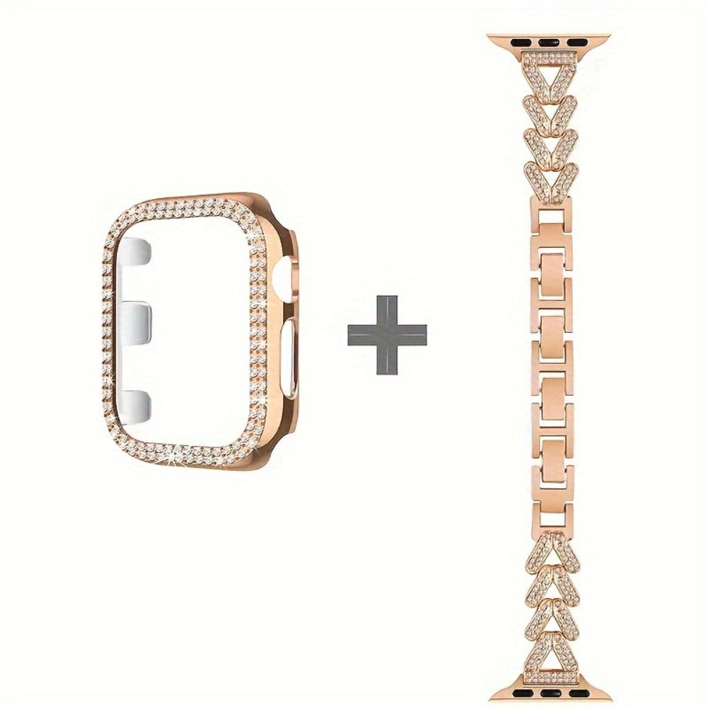 Fashion Watch - Apple Band Double Row Case Set Wheat Ear Alloy Strap with Matching Case - product detail view 11
