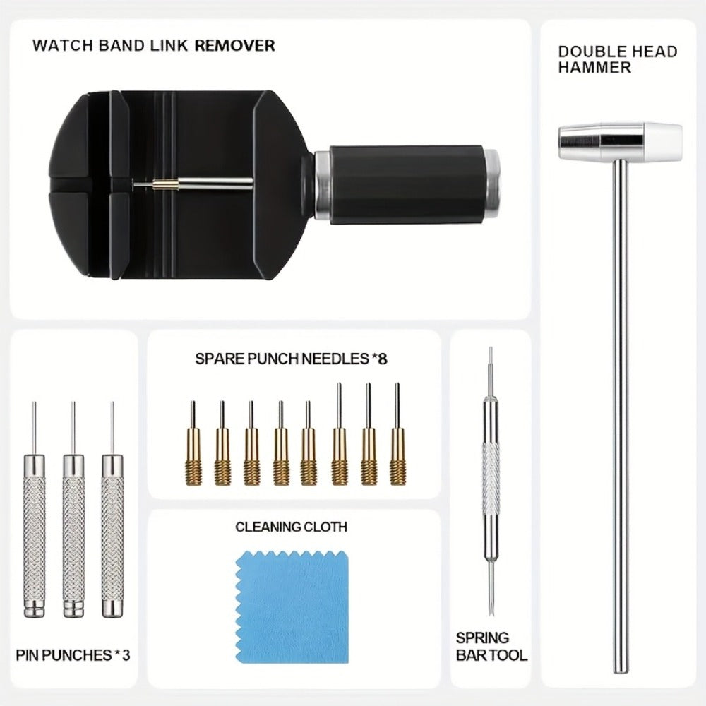 Fashion Watch - Band Removal Tool Kit 15pcs Stainless Steel Professional Band Pin Remover - product detail view 3