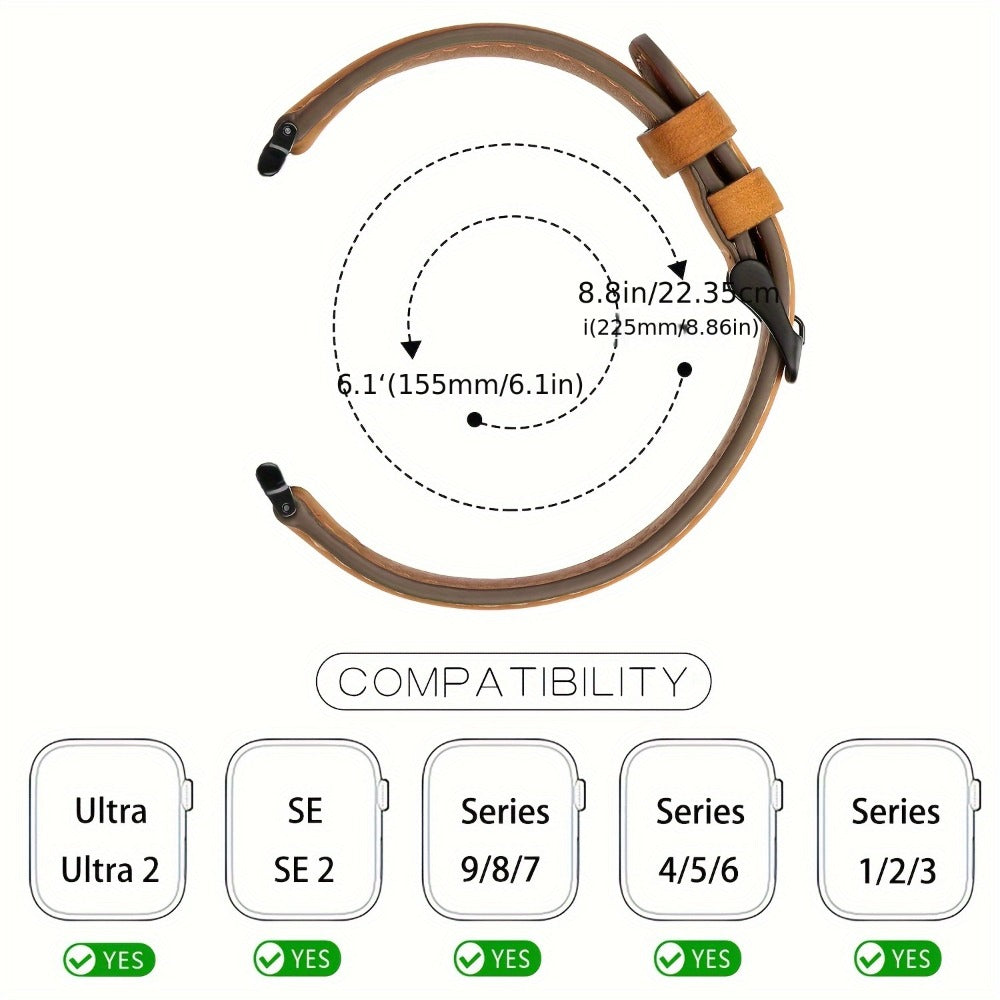 Fashion Watch - Genuine Leather Apple Band Deployant Clasp Replacement Strap for Apple - product detail view 8