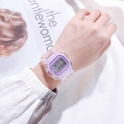 Fashion Watch - LED Digital Transparent Square Case Retro Futuristic Unisex Wristwatch - product detail view 6