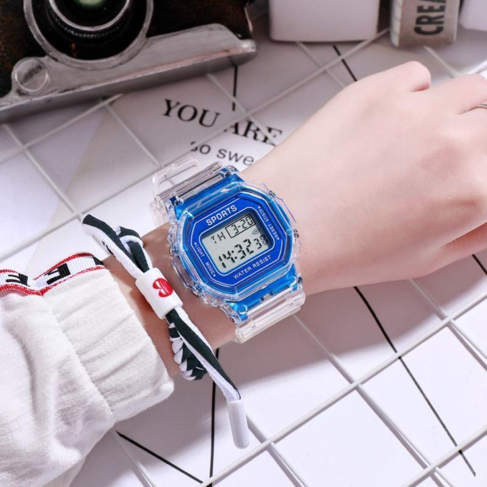 Fashion Watch - LED Digital Transparent Square Case Retro Futuristic Unisex Wristwatch - product detail view 9