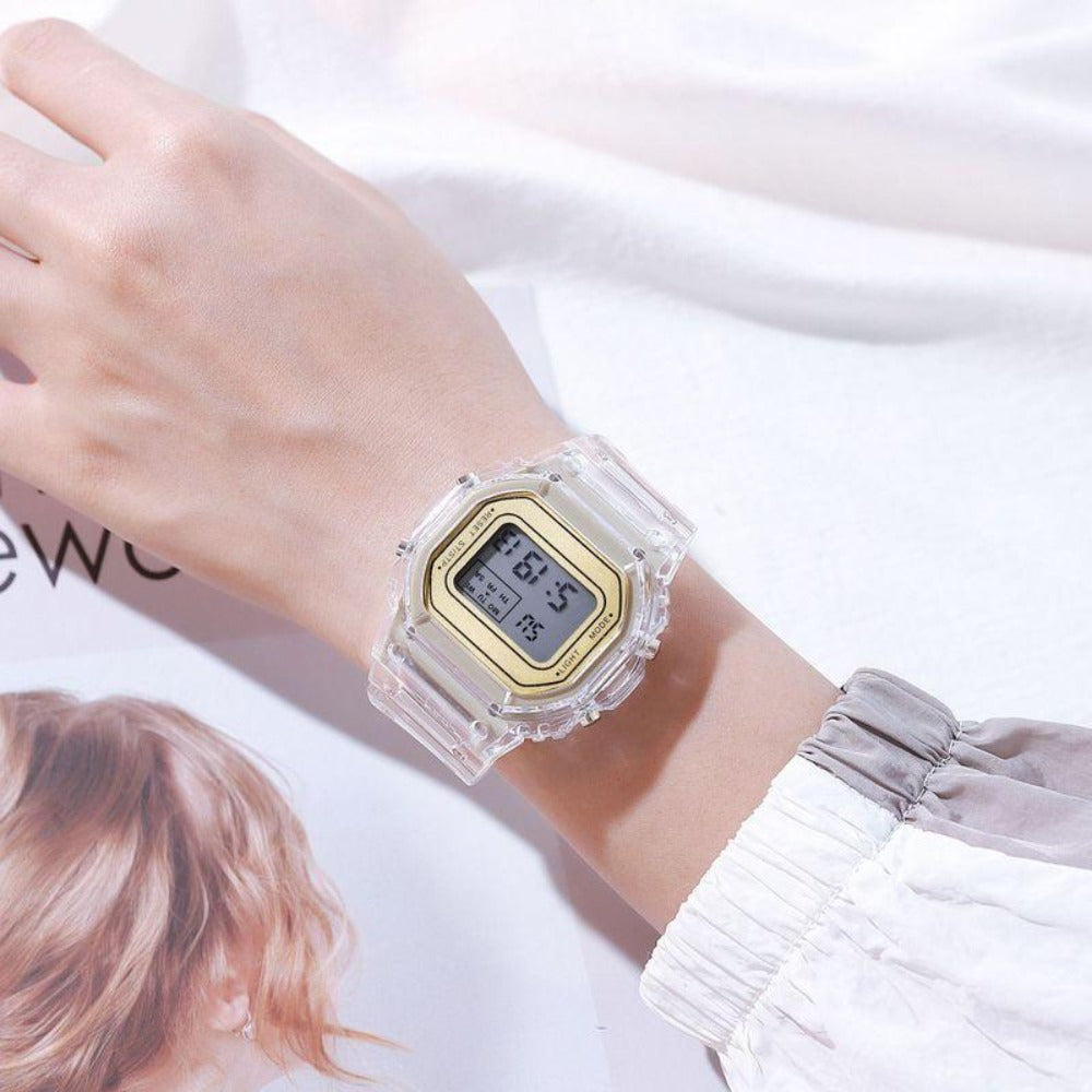Fashion Watch - LED Digital Transparent Square Case Retro Futuristic Unisex Wristwatch - product detail view 12