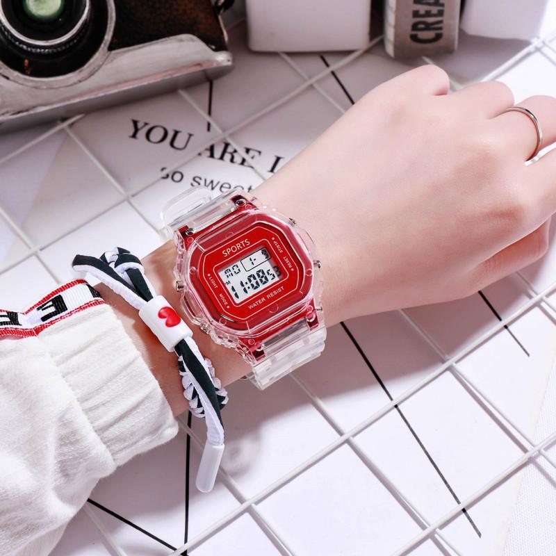 Fashion Watch - LED Digital Transparent Square Case Retro Futuristic Unisex Wristwatch - product detail view 14
