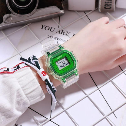 Fashion Watch - LED Digital Transparent Square Case Retro Futuristic Unisex Wristwatch - product detail view 16