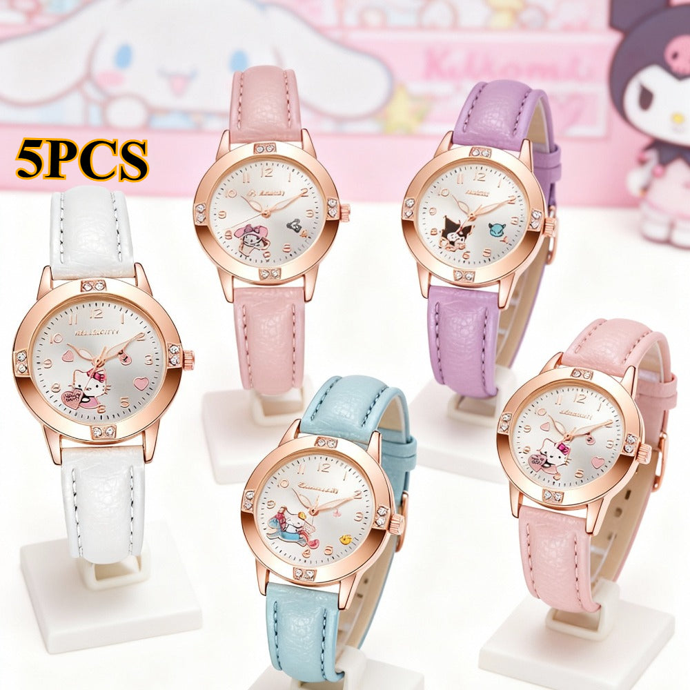 Fashion Watch - Sanrio Themed Watches Set of 5 Cartoon Cute Kids Wrist Pack Favor Gift - product detail view 8