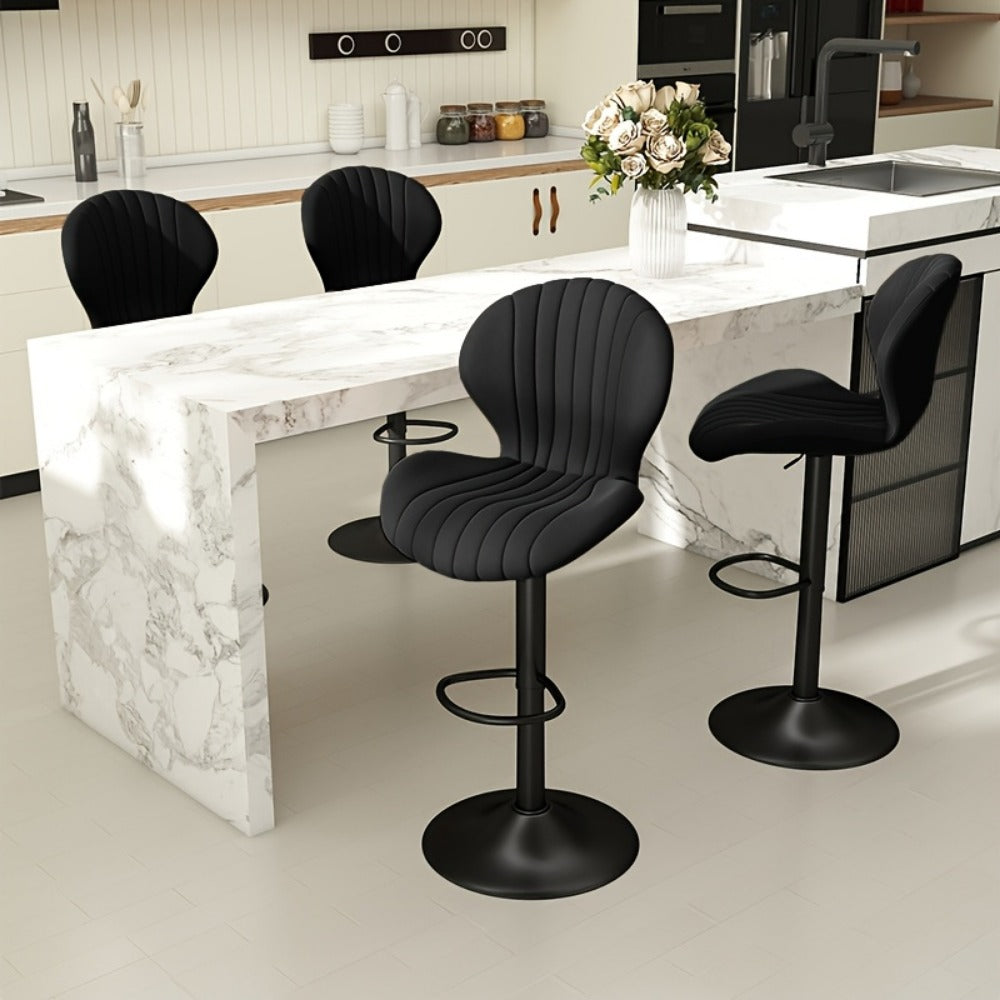 Faux Leather Bar Stool with 360° Swivel for Comfortable Everyday Seating detail image - detail view 15