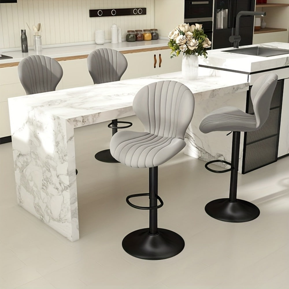 Faux Leather Bar Stool with 360° Swivel for Comfortable Everyday Seating detail image - detail view 19