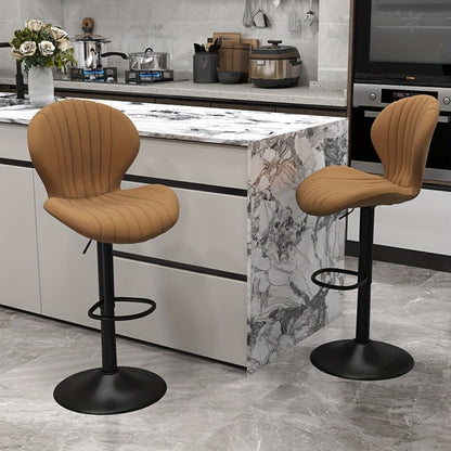 Faux Leather Bar Stool with 360° Swivel for Comfortable Everyday Seating detail image - detail view 22
