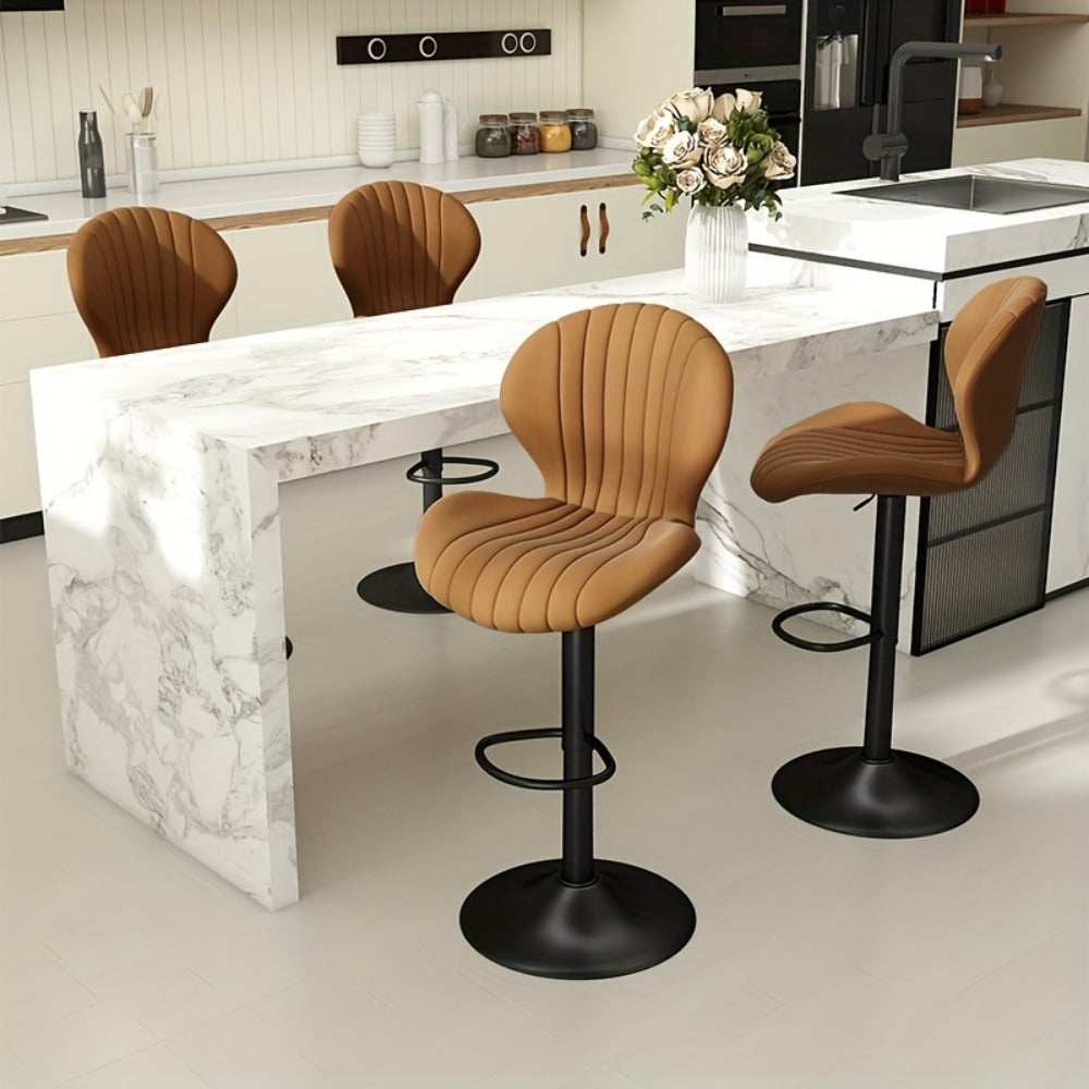 Faux Leather Bar Stool with 360° Swivel for Comfortable Everyday Seating detail image - detail view 23