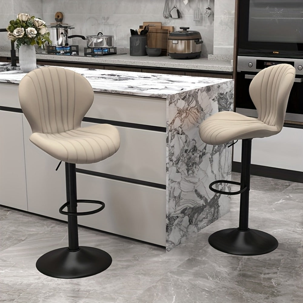 Faux Leather Bar Stool with 360° Swivel for Comfortable Everyday Seating detail image - detail view 24