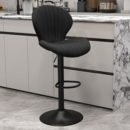 Faux Leather Bar Stool with 360° Swivel for Comfortable Everyday Seating detail image - detail view 3