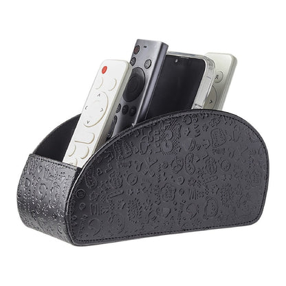 Desktop Organizer, Remote Control Holder with 5 Compartments, Faux Leather TV Remote shown in the main product view