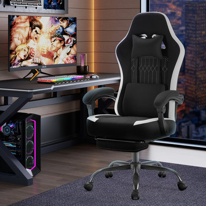 Gaming Chair shown in the Black, With Footrest option