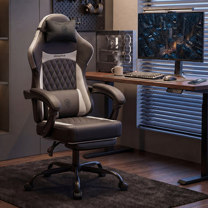 Gaming Chair shown in the Black and white upgraded version option